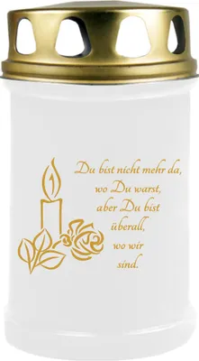 Produktbild von Grabkerze Weiß ( Druck Gold ), Brenndauer: 48 Stunden, Motiv: Kerze