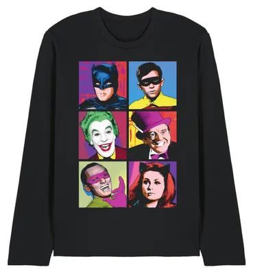 Image de T-shirt unie pour hommes et femmes, motif "Batman - Classic TV Pop", manches longues, modèle TV41431 (taille L), couleur noire