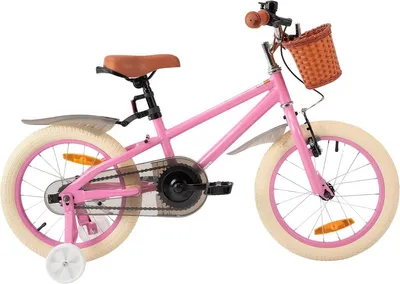 Produktbild von Kinderfahrrad Mädchen 14 Zoll (36 cm) – Mit Stützrädern, Handbremse, Rücktrittbremse & Korb – Rosa