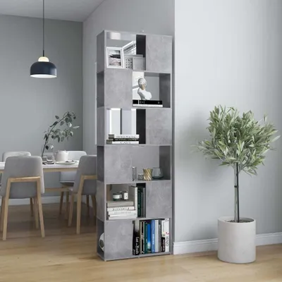 Obrázek produktu pro Regál na knihy Rozdělovač místností Betonová šedá 60x24x186 cm Dřevěná konstrukce