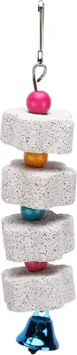 Produktbild von Vogel-Kauspielzeug, Mineralstein-Backenzahn-Spielzeug mit Glocke, Vogelschnabel-Schleifstein, Haustier, Vögel, Schnabel-Schleifschaukel für Kakadu, Wellensittich, Sittich, Nymphensittich, Lovebird