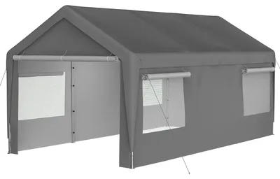 Produktbild von Autogarage-Zelt – Carport-Überdachung – 3 x 6 Meter – Abnehmbare Seitenteile – Grau