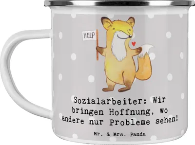 Produktbild von Mr. & Mrs. Panda Pott Sozialarbeiterin Hoffnungsträger - Grau Pastell - Geschenk, Teebecher, Haferl, Probleme, Mitgefühl, Kaffeepott, Hoffnung, Unterstützung, Beruf
