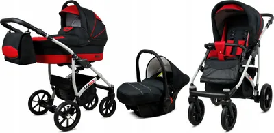 Obrázek produktu pro BabyLux® Largo | Kocárek 3v1 Set | Black Red | Kombi kocárkový set | Buggy +