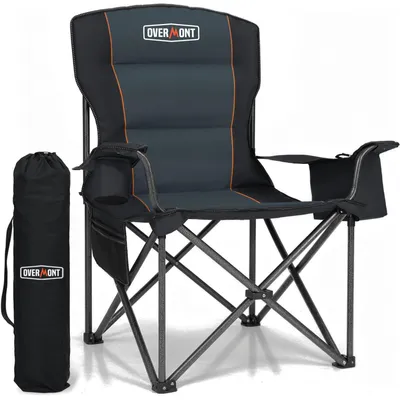 Produktbild von Campingstuhl Klappstuhl Gartenstuhl - Extra groß - Belastbar bis 204 kg - Mit Kühltasche und Becherhalter