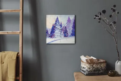Produktbild von Coloray Hodiny Unikátní 30x30 cm  Tiché hodiny Pro obývací pokoj a kuchyň Nástěnné hodiny Plátno Bílé ručičky hodin - Zimní sněhový les