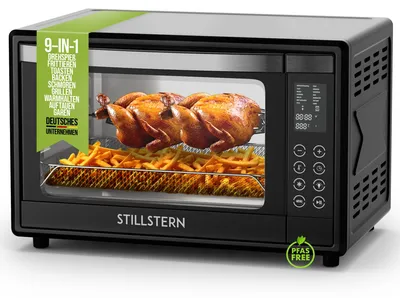 Produktbild von Stillstern Minibackofen mit Umluft 35L (DE Vers) Pizza Ø28, CYCLONE PRO+ Antihaftbesch, 13 Prog, Auftauen&Warmhalten, 8h Timer, Camping Mini Backofen mit Umluft Pizzaofen Mini Ofen klein Hähnchengrill