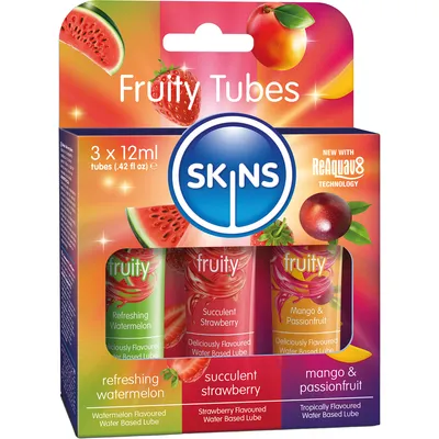 Produktbild von SKINS – FRUCHTIGES GLEITMITTEL-SET WASSERMELONE, ERDBEERE & MANGO GLEITMITTEL 3 x 12 ML