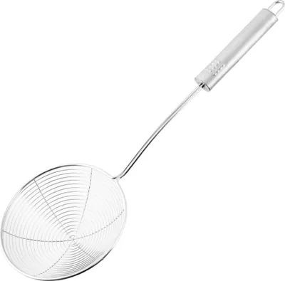 Produktbild von Fackelmann Abseihlöffel 38 cm OVALGRIFF, Schöpflöffel aus Edelstahl, Schaumlöffel zum Kochen und Frittieren  (Farbe: Silber)