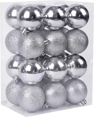 Produktbild von MAGICHOME WEIHNACHTSKUGELN, 24 Stk., Silber, 6 cm