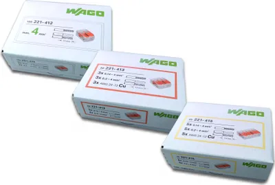 Produktbild von 175 Stück Wago Hebelklemmen / Serie 221 / 100x412 50x413 25x415 / Verbindungsklemme Steckklemme