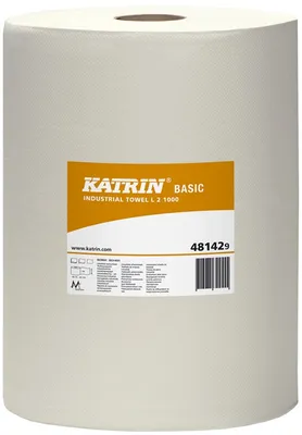Zdjęcie produktu dla KATRIN 48142 2 KATRIN Putztuchrollen Basic L2 1000 2-lagig weiß, 1.000 Blätter