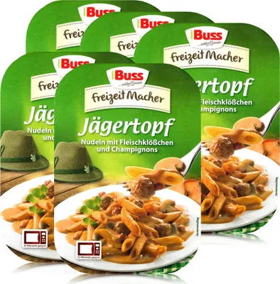 Produktbild von Buss Jägertopf Nudeln mit Fleischklößchen 300g - Fertiggericht (5er Pack)