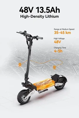 Obrázek produktu pro Elektrický skútr T10 – Elektrický skútr pro dospělé – Motor 900W – Baterie 48V 13Ah – Dojezd 40–60 km – Pneumatiky 28 cm – Skládací, vhodný do města i do terénu