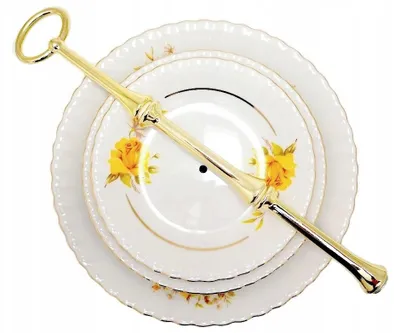 Image de PPH MALCER Porte-gâteau 3 étages Iwona Porcelaine Doré