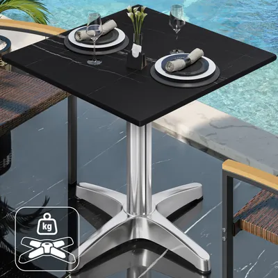 Produktbild von CPBL | HPL Bistrotisch | B:T:H 60 x 60 x 80 cm | Schwarz-Marmor / Aluminium | Zusatzgewicht | Quadratisch | Bistrotisch Gastro Tisch
