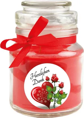 Obrázok produktu pre Vonná sviečka v cukorničke "Ďakujem", vôňa: ruža ( červená ), 120g - doba horenia až 30 hodín
