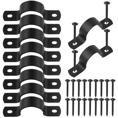 Imagen del producto de 10 abrazaderas en forma de U de 25 mm, con 20 tornillos autoperforantes