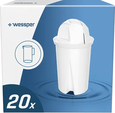 Zdjęcie produktu dla Wkłady filtrujące do wody Wessper Classic | Zamiennik wkładu filtrującego Aquaphor Standard, Brita Classic, Dafi Classic | Redukuje kamień i chlor Opakowanie 20 szt