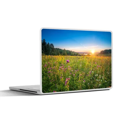 Produktbild von MuchoWow® Laptop Aufkleber Sticker Cover Sonne - Gras - Blumen 31x22.5 cm - Laptop-Deko