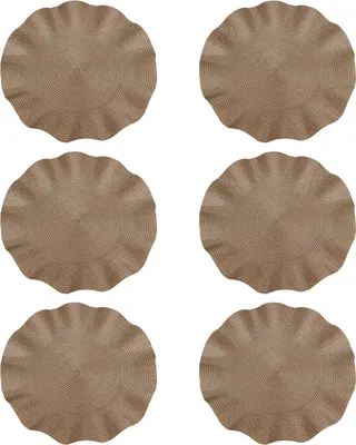 Produktbild von 6-teiliges rundes Tischset-Set mit Webdesign, waschbar, rutschfest, gewellter Rand, hitzebeständige Tischmatte