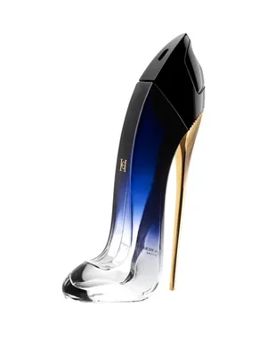 A high-heeled shoe shaped perfume bottle against a white background.