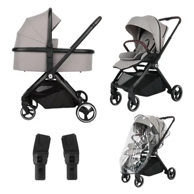 Produktbild von Topmark Diaz Kinderwagen 2-in-1  – Babywanne & Sportsitz, 22 kg, leicht & kompakt, verstellbarer Schiebebügel, Allradfederung, inkl. Regenh - Taupe