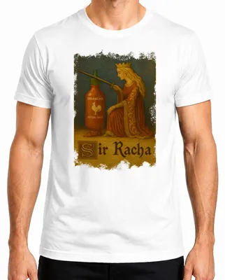 Produktbild von Sir Racha Sriracha Ritter Ritterschlag Königin Mittelalter Chili Herren T-Shirt, Weiß, XL