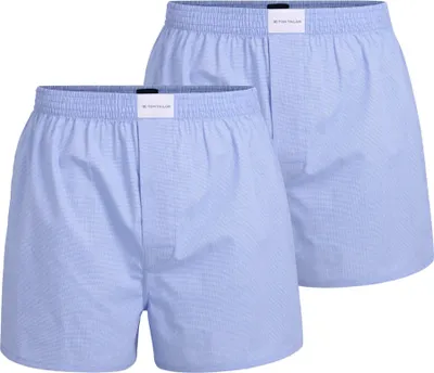 Produktbild von TOM TAILOR Herren Web-Boxershorts, 2er Pack - Pure Baumwolle, Westside C, kariert Blau 2XL