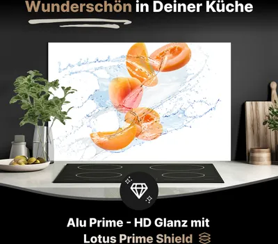 Produktbild von Spritzschutz Küchenrückwand aus Aluminiumverbund Glanz - 3mm - 125x60 cm  - Spritzige Aprikosen