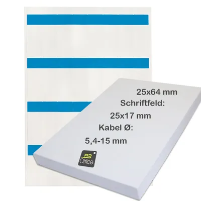 Produktbild von 32 Kabelmarkierer, rechteckig, 25 x 64 mm blau