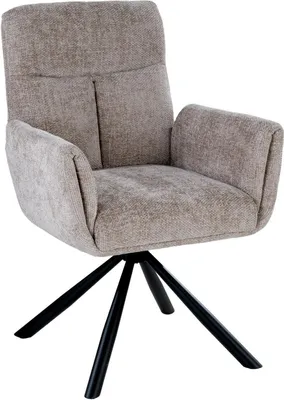 Produktbild von Polsterstuhl - Beige - Schwarz - Webstoff - Metallgestell - 180 Grad drehbar