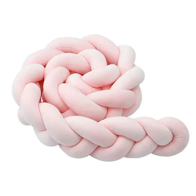 Produktbild von Bettumrandung, Baby Nestchen Bettschlange Babybett Stoßstange Weben Kantenschutz Kopfschutz Dekoration für Krippe Kinderbett (Pulver, 100cm)