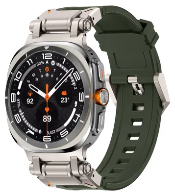 Obrázek produktu pro Pro Samsung Galaxy Watch Ultra 47mm silikonový řemínek se slitinou titanu - rychloupínací zelený