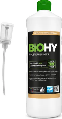 Produktbild von BiOHY Spezial Polsterreiniger (1l Flasche) + Dosierer | Ideal für Autositze, Sofas, Matratzen etc. | Ebenfalls für Waschsauger geeignet