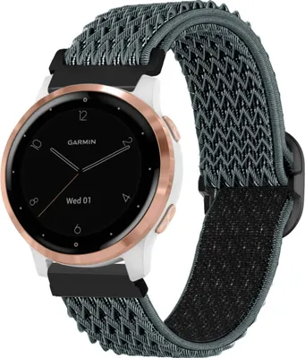 Obrázek produktu pro Huawei Watch GT 4 41 mm, Garmin Vivomove 3s 39 mm, Garmin Vivoactive 4s 40 mm, Garmin Vivoactive 3s, Garmin Venu 3S, Garmin Venu 2s 40 mm, Fossil Gen 6 42 mm, Fossil Gen 5e 42 mm Řemínek: imoshion Elastický nylonový řemínek s černým konektorem 18 mm