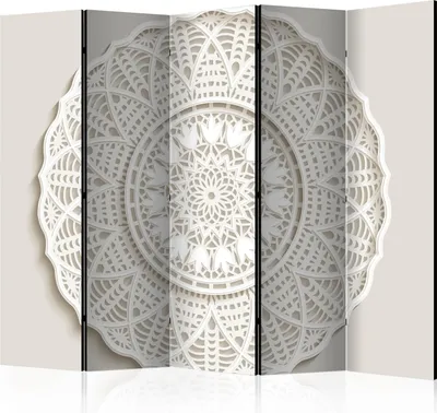 Produktbild von 5-teiliger Doppelseitiger Vlies Paravent - Mandala 3D II 225x172 cm Orient a-B-0068-z-c