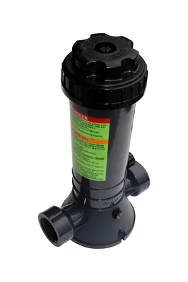 Obrázek produktu pro Dávkovač chloru 1,9 kg – inline dávkovací komora pro tablety s chlorem a bromem do bazénů (20 g, 200 g)
