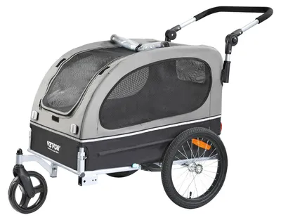 Immagine prodotto di Carrello per cani da attaccare alla bicicletta - Carrello per cani - Passeggino per cani - Rimorchio per cani - Passeggino per bambini - Carrello 2-in-1, utilizzabile sia con la bicicletta che come passeggino