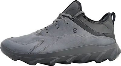 A side view of a gray Ecco sneaker.