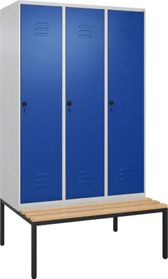 Produktbild von C+P Garderobenschrank "Classic Plus", Abteilbreite 40 cm, mit Sitzbank, Enzianblau (RAL 5010), 212x120x50 cm/ 3 Fächer