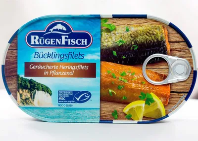 Produktbild von Rügen Fisch Bücklingsfilets in Rapsöl und eigenem Saft geräuchert 190g