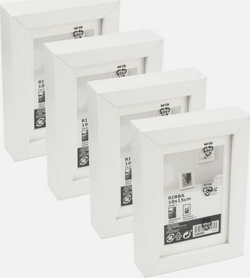 4er Set Ikea RIBBA Bilderrahmen, weiß, 10x15 cm Wand- & Tischmontage