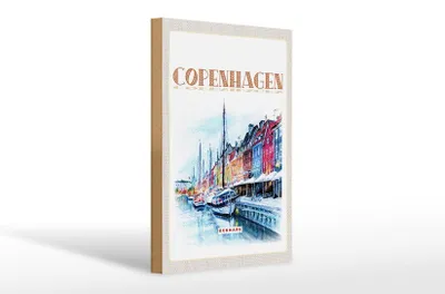 Produktbild von Holzschild Reise 20x30cm Kunst Copenhagen Denmark Boot