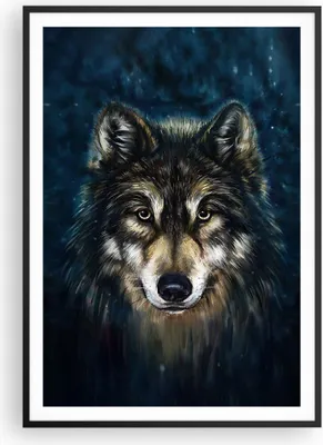 Produktbild von Gerahmtes Poster - Schwarzer Rahmen - Wolf Dunkel Grafik - 70x100 cm - Wand Bild - Wanddeko - Wandbilder - Kunstposter - Wandposter - Bilderrahmen - Bilder - Kunstdruck - P2BPA70x100-4845