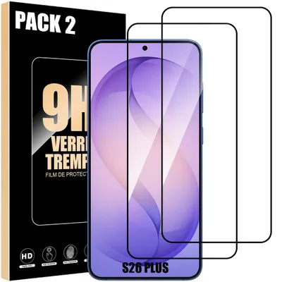 Image de 2 Verre Trempé pour Samsung Galaxy S26 Plus, Antichoc Anti-Rayures avec Bord Noir