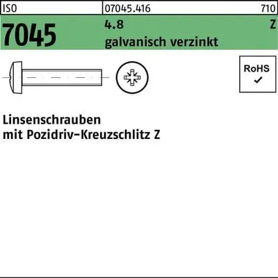 Produktbild von Reyher  Flachkopfschrauben ISO 7045 4.8 M 6x40 -Z vz (500 Stück)