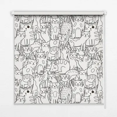 Produktbild von Seitenzug-Rollo Fensterrollo Jalousie - Lichtdurchlässig Springrollos - 80x240 cm - Gezeichnete Katzen