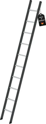 Produktbild von Sprossen-Anlegeleiter  Germany | 10 Sprossen | Arbeitshöhe 4,10m | 350mm breit ohne Traverse | Traglast 150kg | Anthrazit