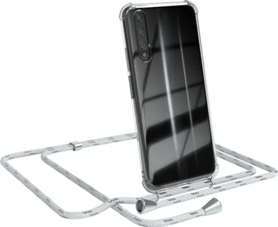 Produktbild von EAZY CASE Handykette kompatibel mit Honor 20, Handyhülle mit Umhängeband, Handykordel, Schutzhülle Clear, Band in Weiß